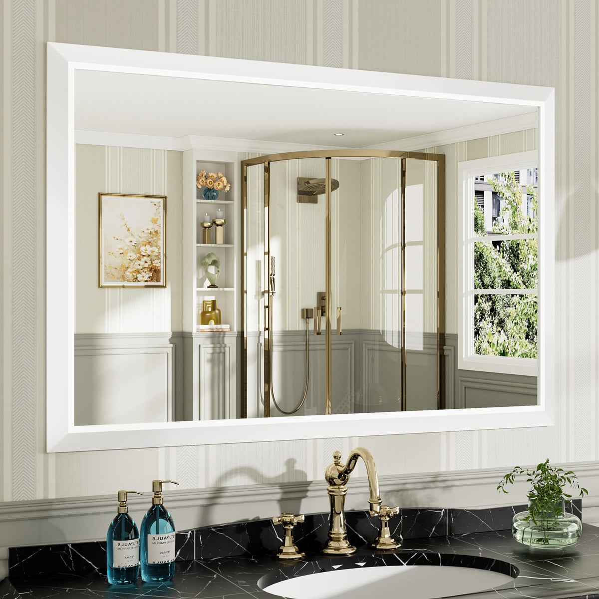 Briivue Black Metal Framed Bathroom Wall Mirror, 40x30 Inch