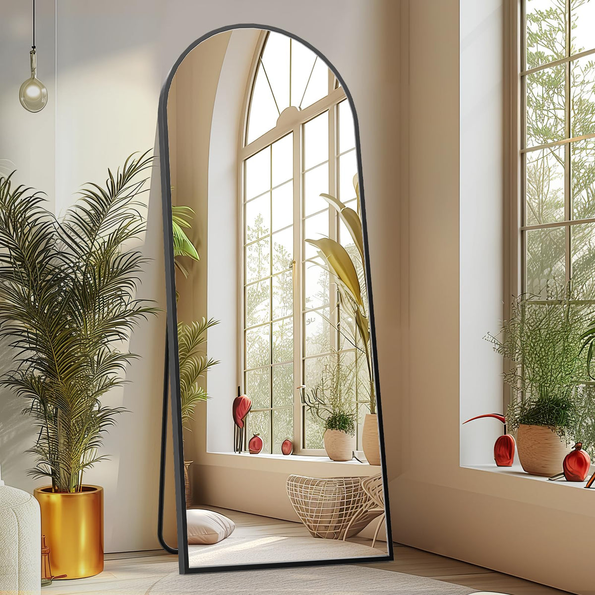Sweetcrispy 55"x15" Full Length Mirror, Standing Full Body Mirror, Black
