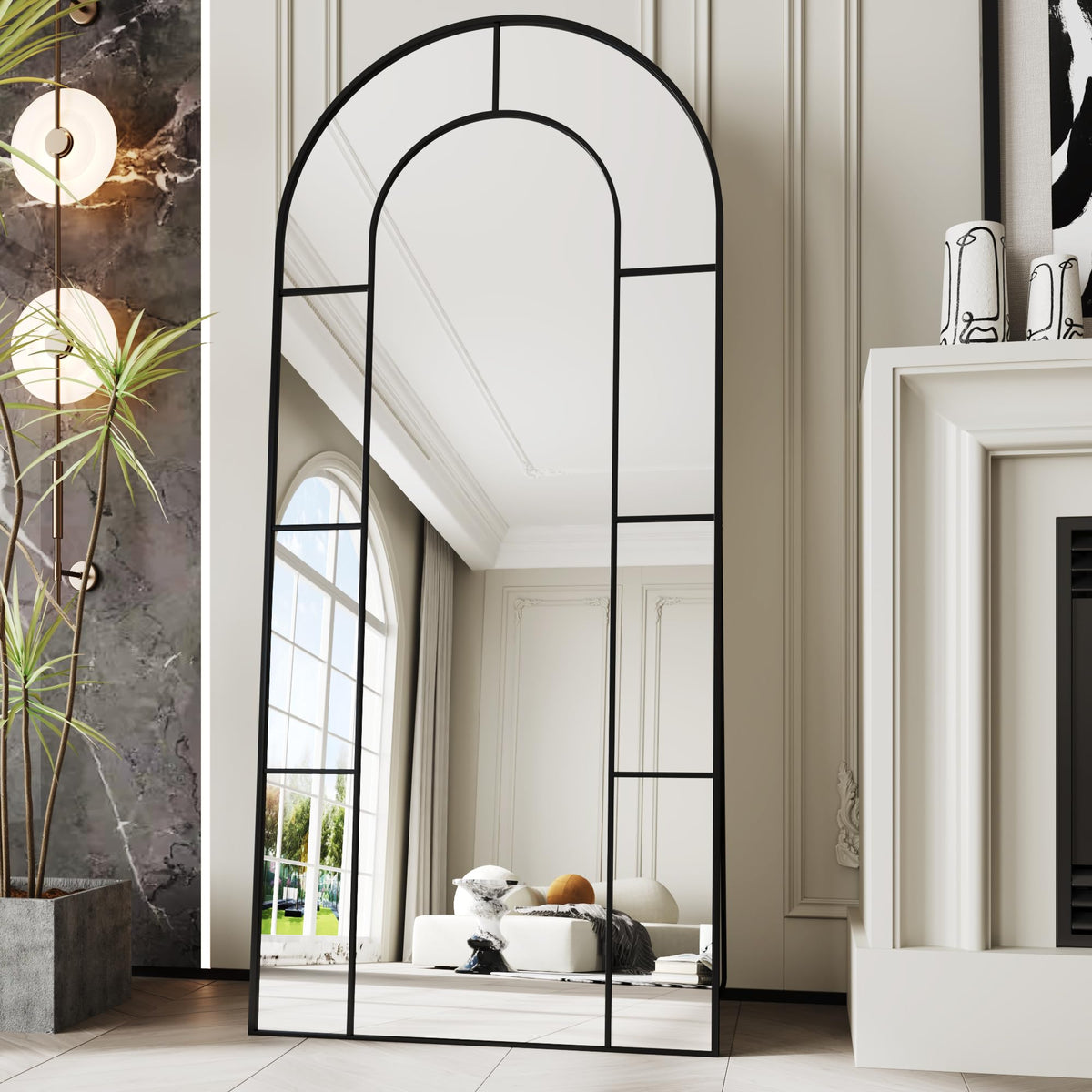 AUYHM Nano Glass Oversized Mirror Full Length 28"x71",Arched Floor Mirror,Vintage Floor Mirrors, Window Mirrors,Standing Full Length Mirror (Antique)