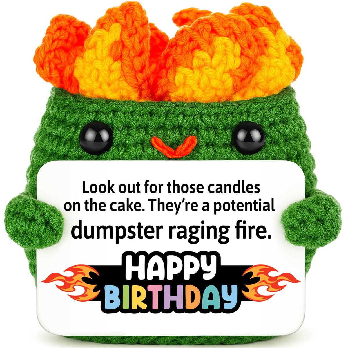 Positive Crochet Dumpster Raging Fire Thank You Birthday Retirement