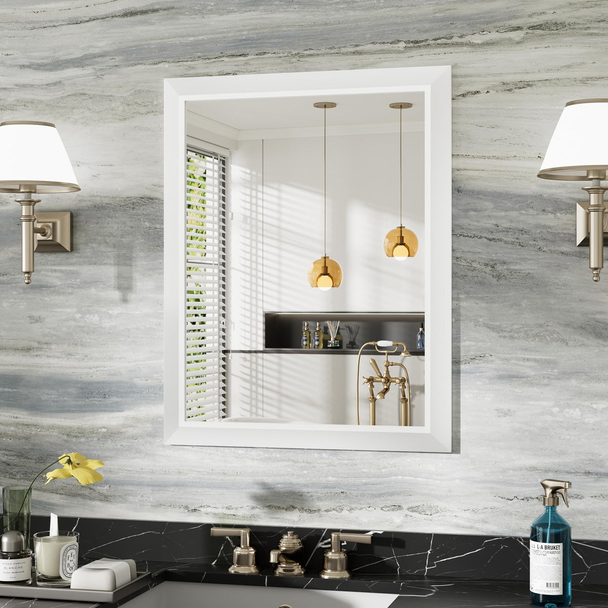 Briivue Black Metal Framed Bathroom Wall Mirror, 40x30 Inch
