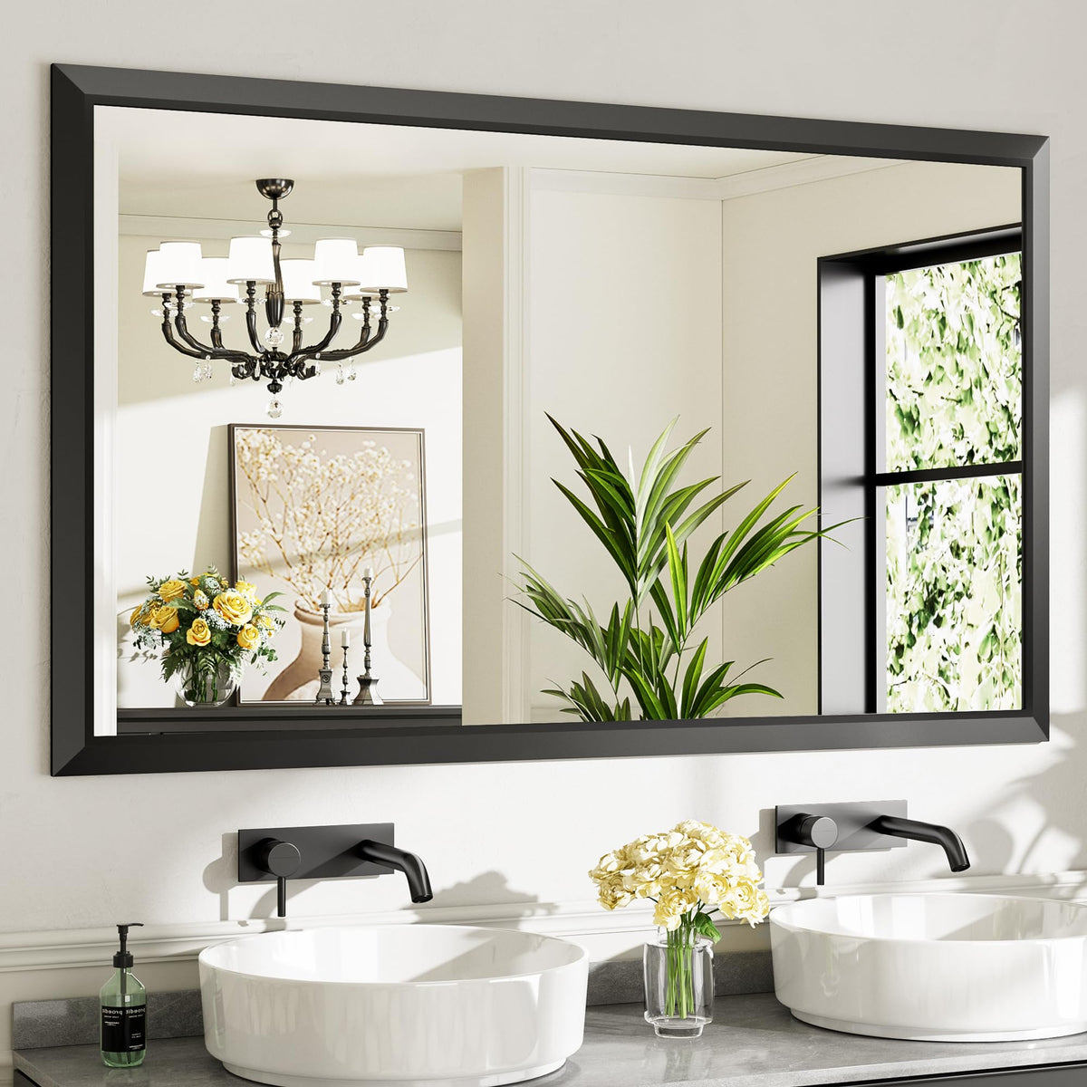 Briivue Black Metal Framed Bathroom Wall Mirror, 40x30 Inch
