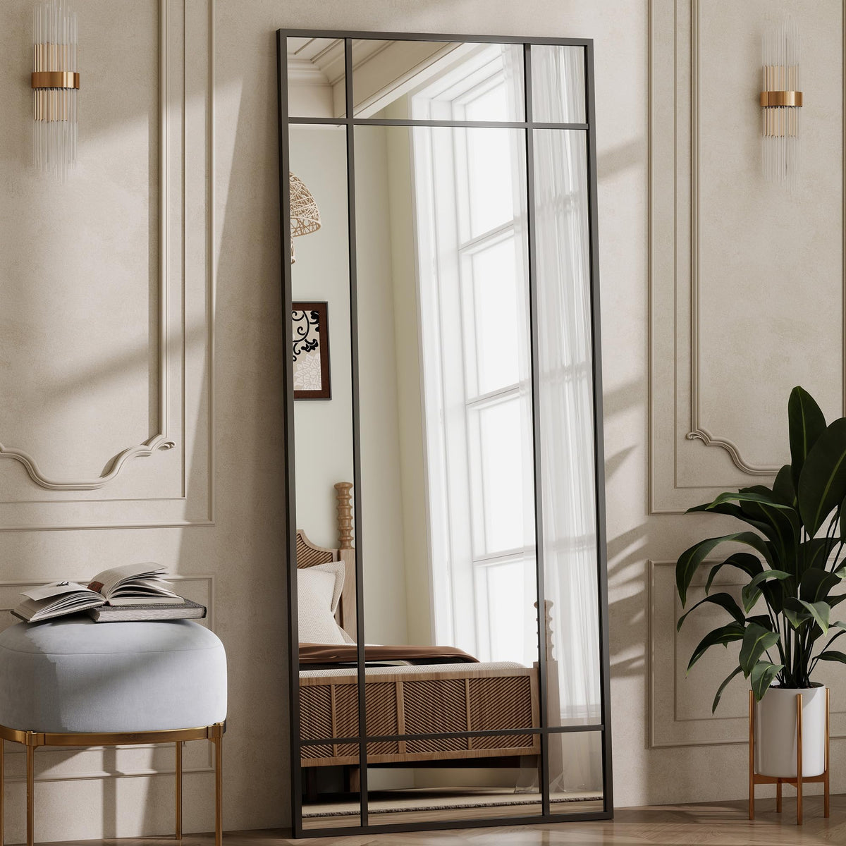 HARRITPURE Windowpane Full Length Mirror, 71"x30" Floor Mirror, Bronze