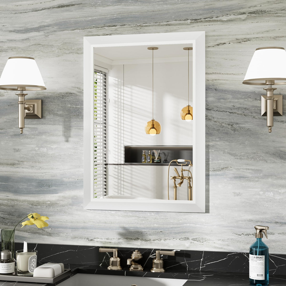 Briivue Black Metal Framed Bathroom Wall Mirror, 40x30 Inch