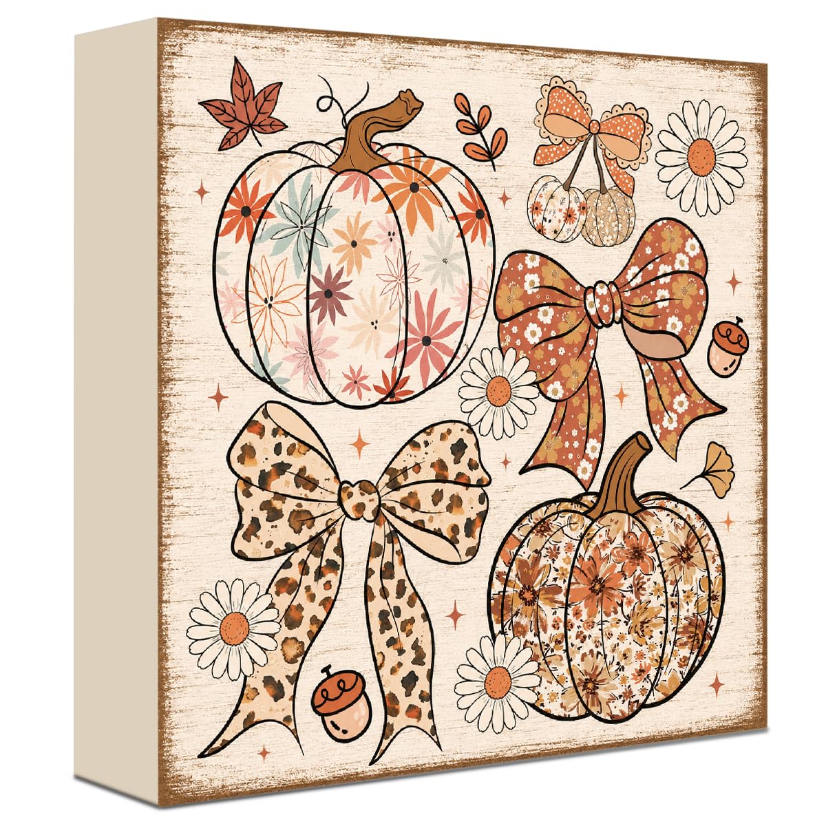 Fall Decorations for Home Football Pumpkin Wood Sign Fall Wall Shelf Decor