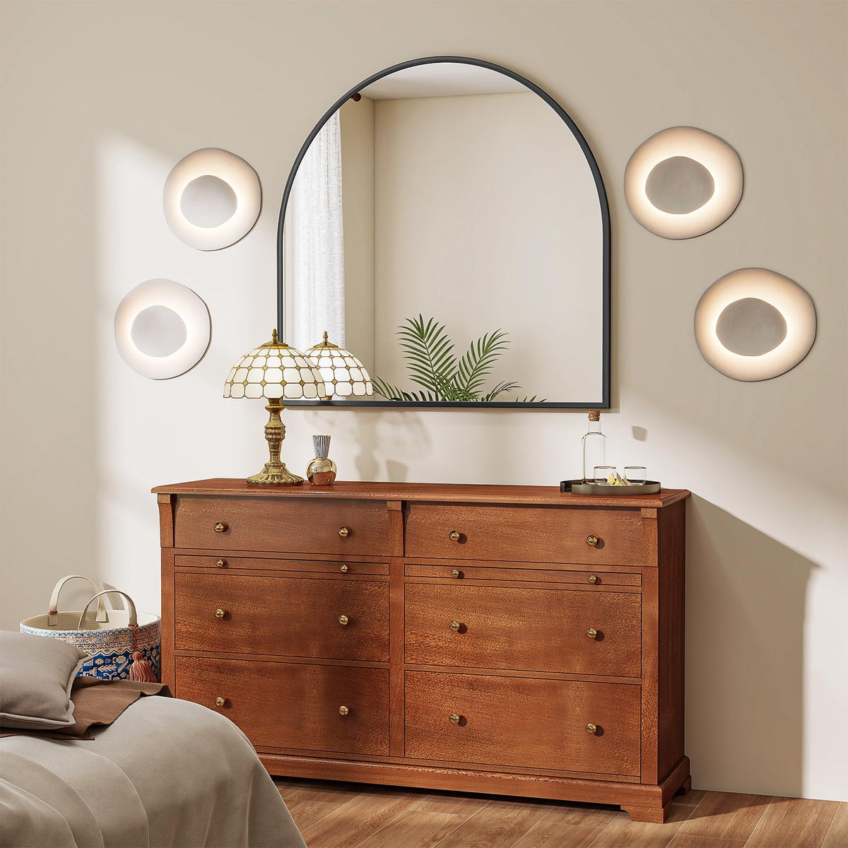 VooBang Arched Wall Mirror, 24 x 36 inch Arch Bathroom Mirror Black