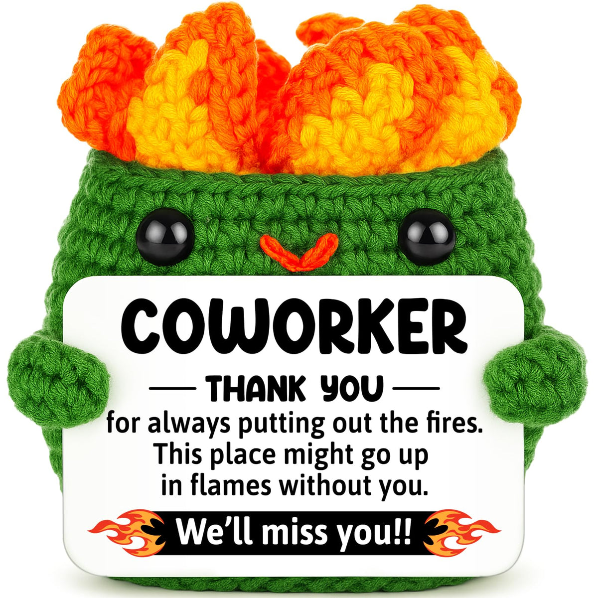 Positive Crochet Dumpster Raging Fire Thank You Birthday Retirement