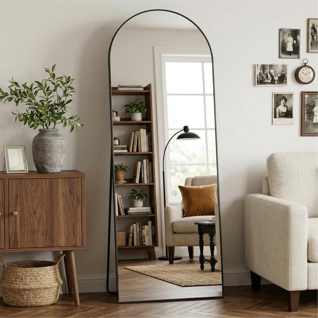 58"x20" Arched Over-the-Door Full Length Mirror, Gold