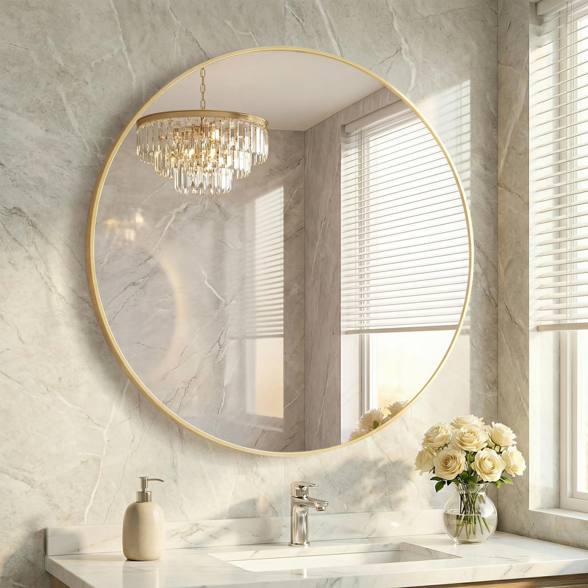 20 Inch Black Round Bathroom Wall Mirror, Round Mirrors for Wall Decor, Circle Mirror for with HD Shatter-Proof Glass for Entryway, Living Room, Bedroom, Dressing Room, Home Decor