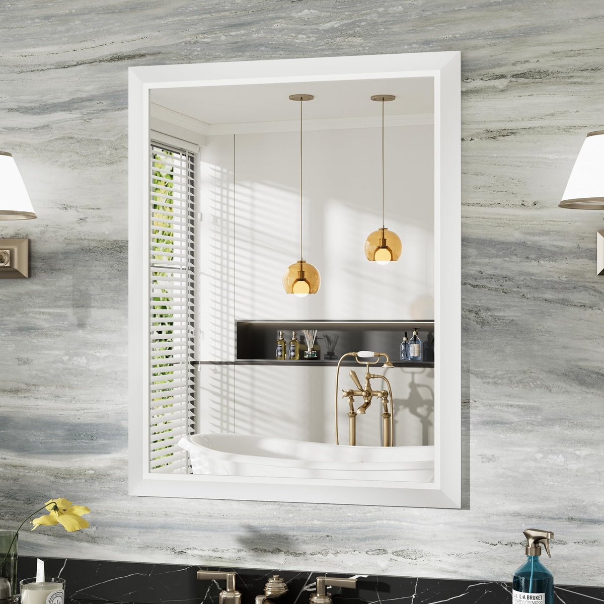 Briivue Black Metal Framed Bathroom Wall Mirror, 40x30 Inch