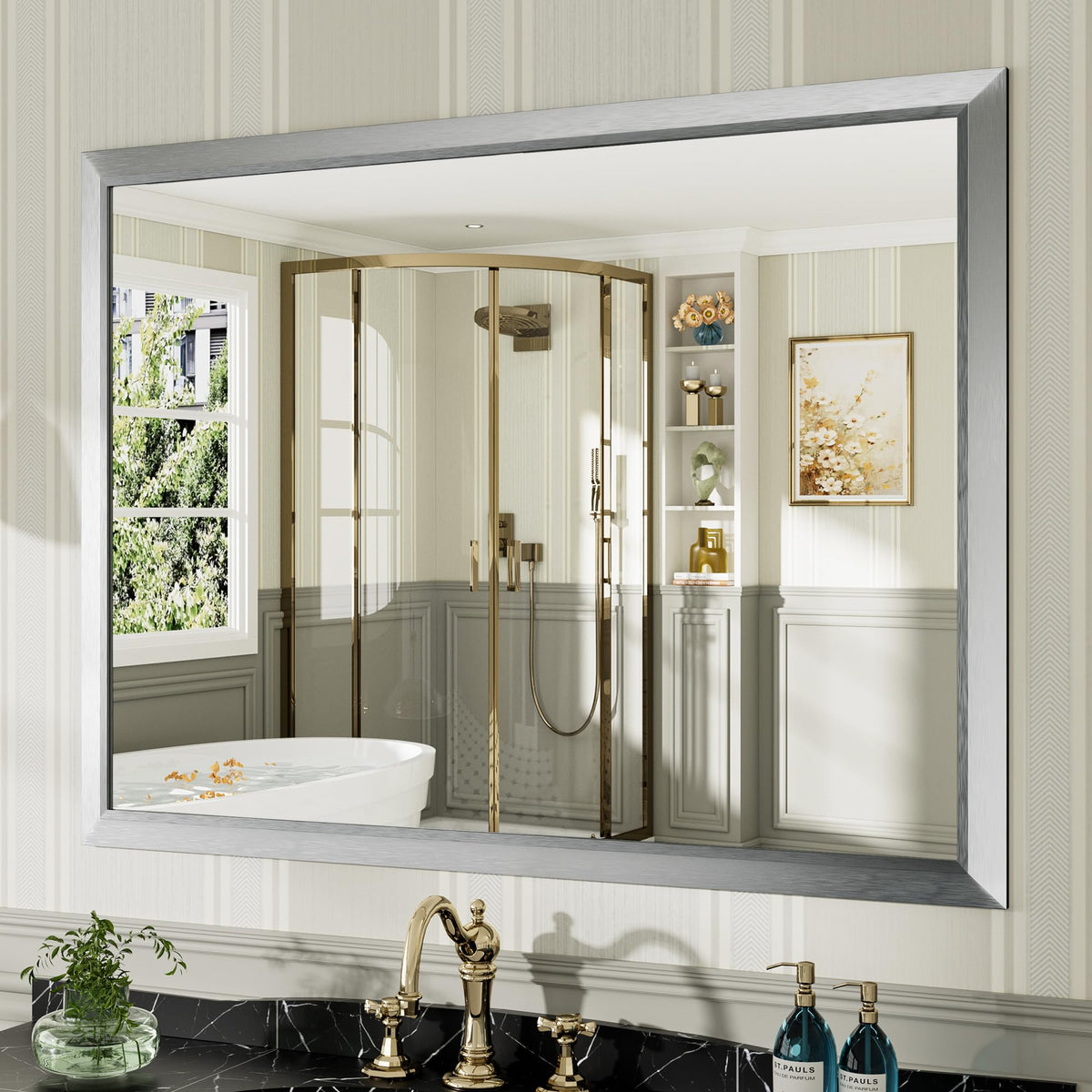 Briivue Black Metal Framed Bathroom Wall Mirror, 40x30 Inch