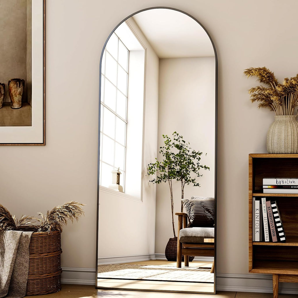 XRAMFY 24x68 Black Arched Full Length Mirror Floor Mirror with Metal Frame