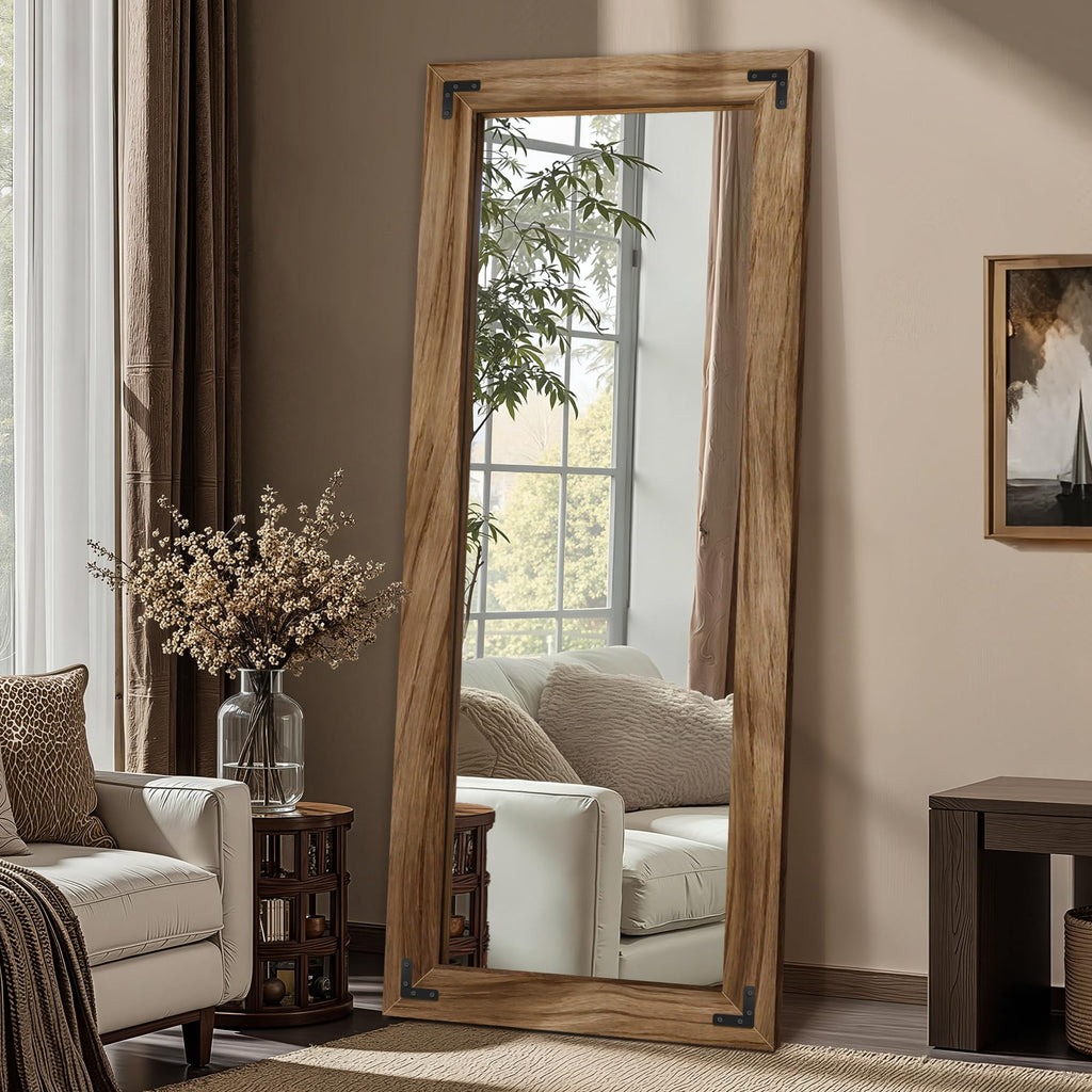 FICTOR Full Length Mirror, 30" x 55" Wooden Floor Mirror for Wall