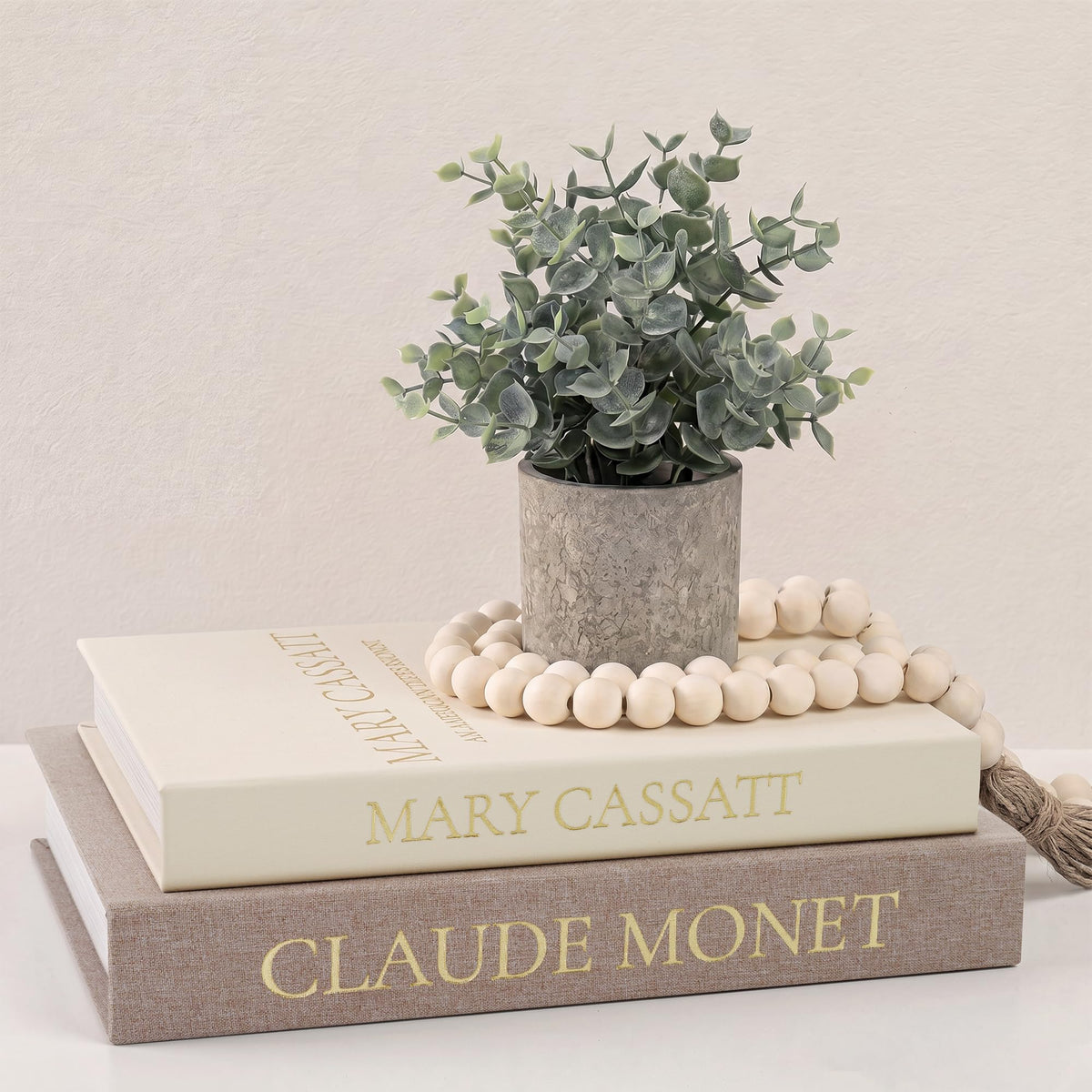 Decorative Books for Home Decor - Stackable Faux Book Box for Coffee Table Styling & Hidden Storage - Neutral Linen Fake Books as Display Riser for Shelf & Entryway (Set of 2, Van Gogh Art)