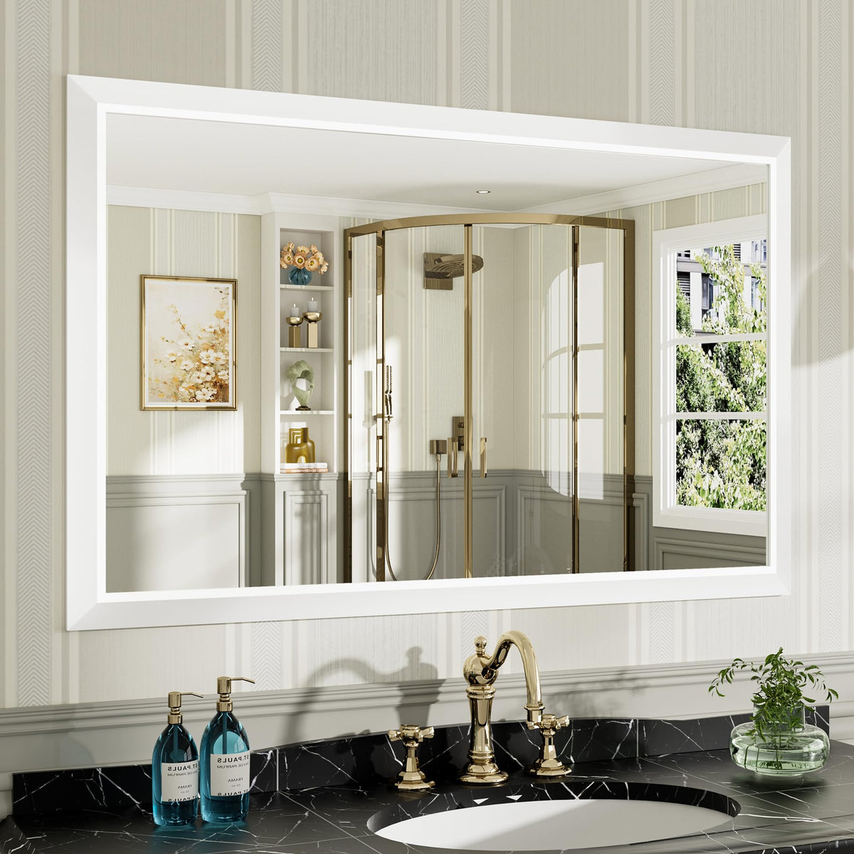 Briivue Black Metal Framed Bathroom Wall Mirror, 40x30 Inch