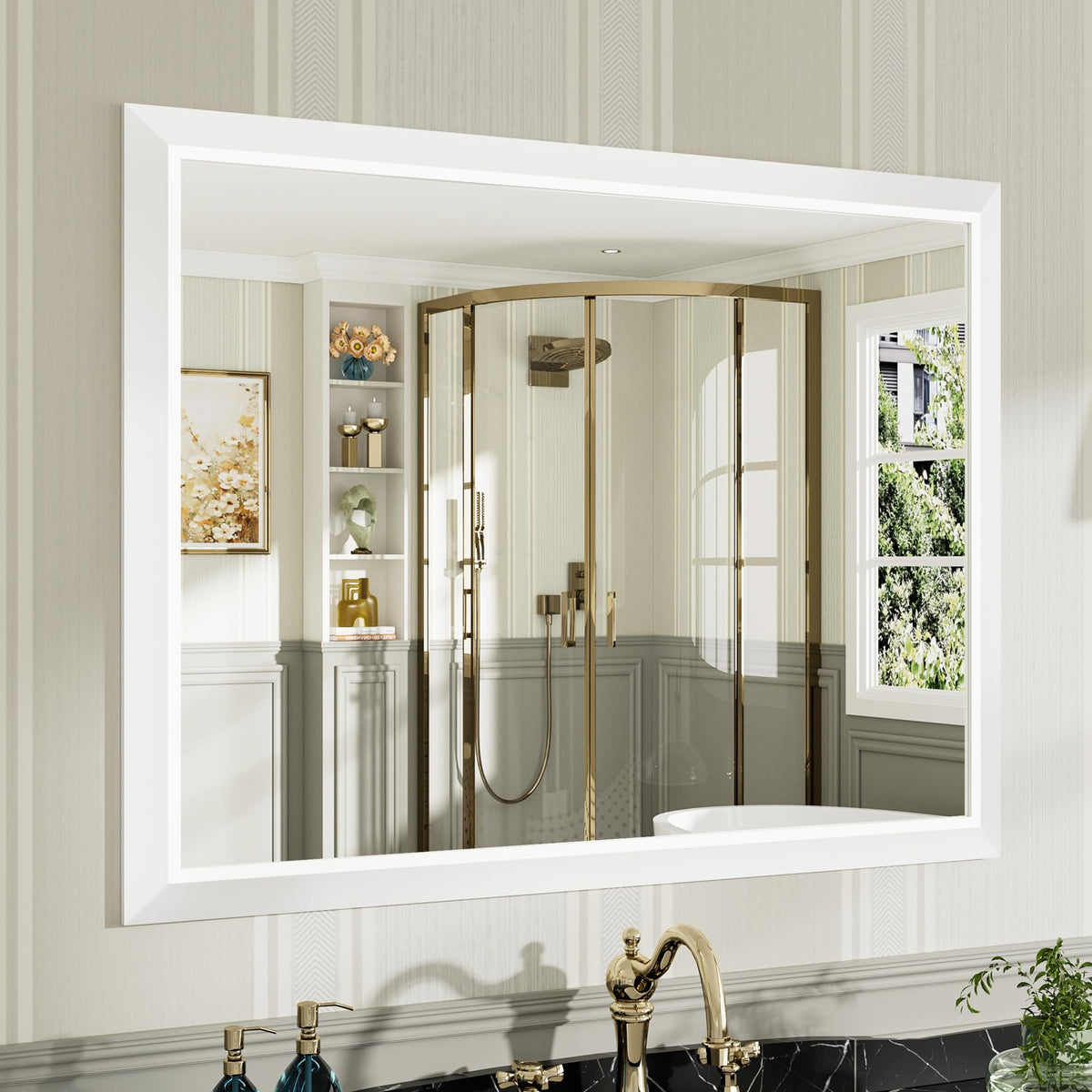 Briivue Black Metal Framed Bathroom Wall Mirror, 40x30 Inch