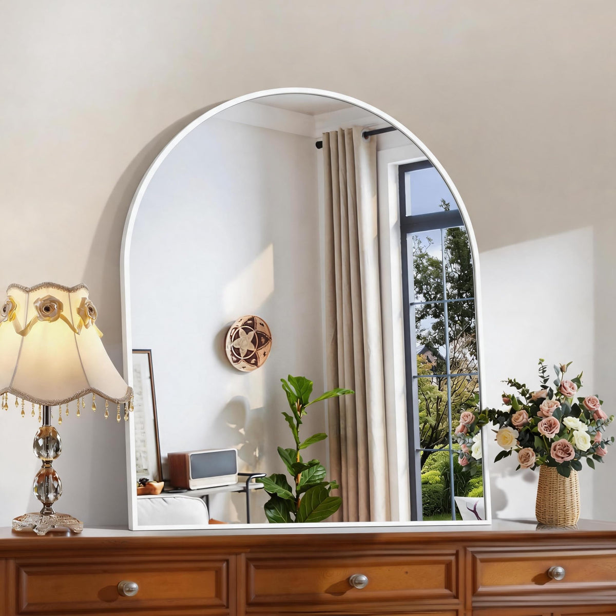 CIRCUMI Arched Wall Mirror, 36"x48" Black Arched Mirror for Bathroom