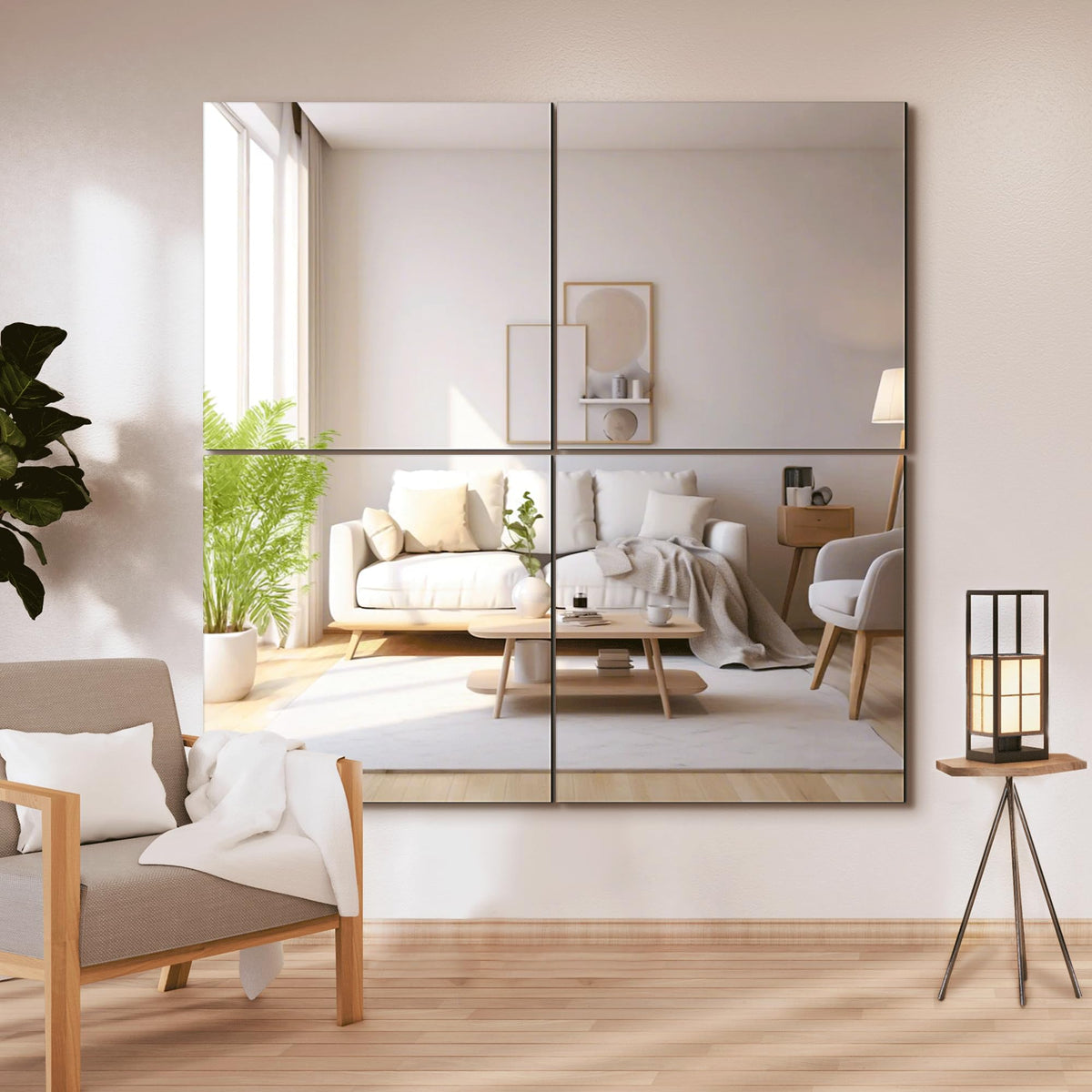 Delma Frameless Mirror Tiles 16"x12"x12 Pcs Wall Mounted