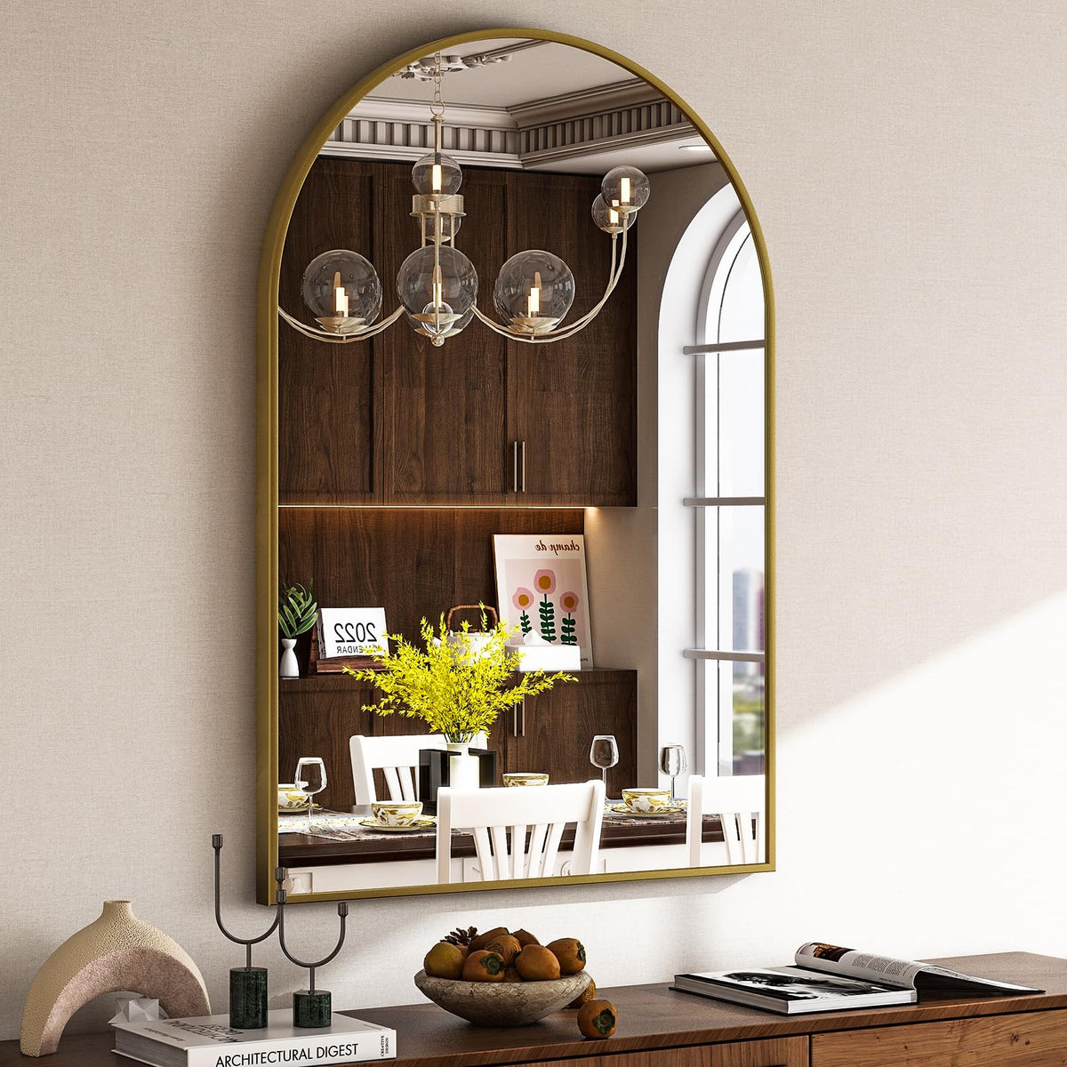 HARRITPURE 20"x30" Arched Bathroom Mirror Wall Mounted Black Arch Mirror
