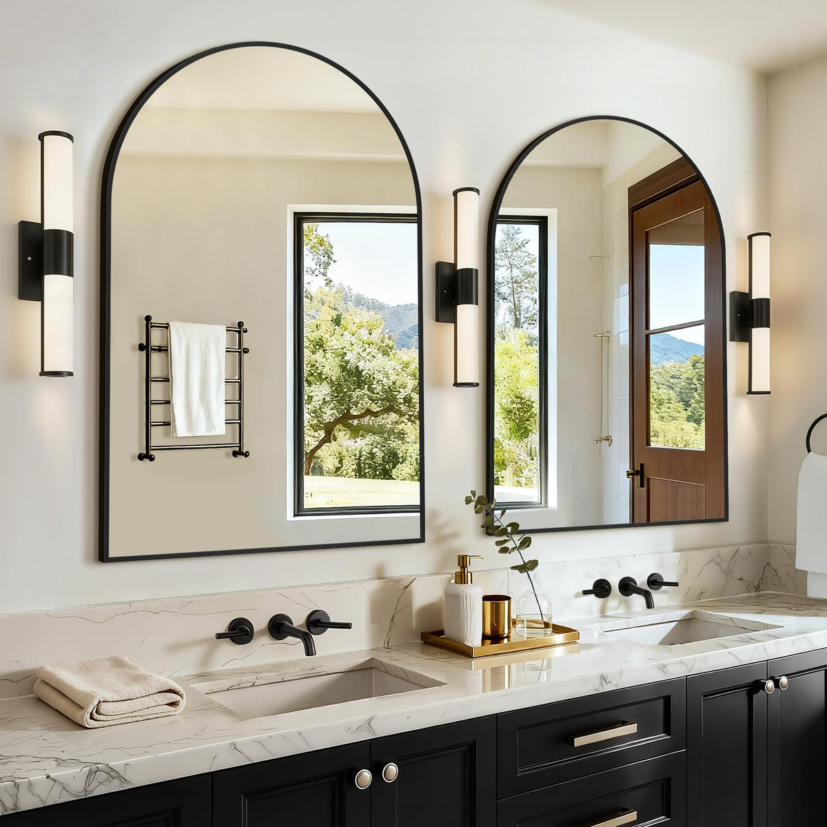 Arched Bathroom Vanity Mirror for Over Sink, 2 Pack 30”x20”, Black