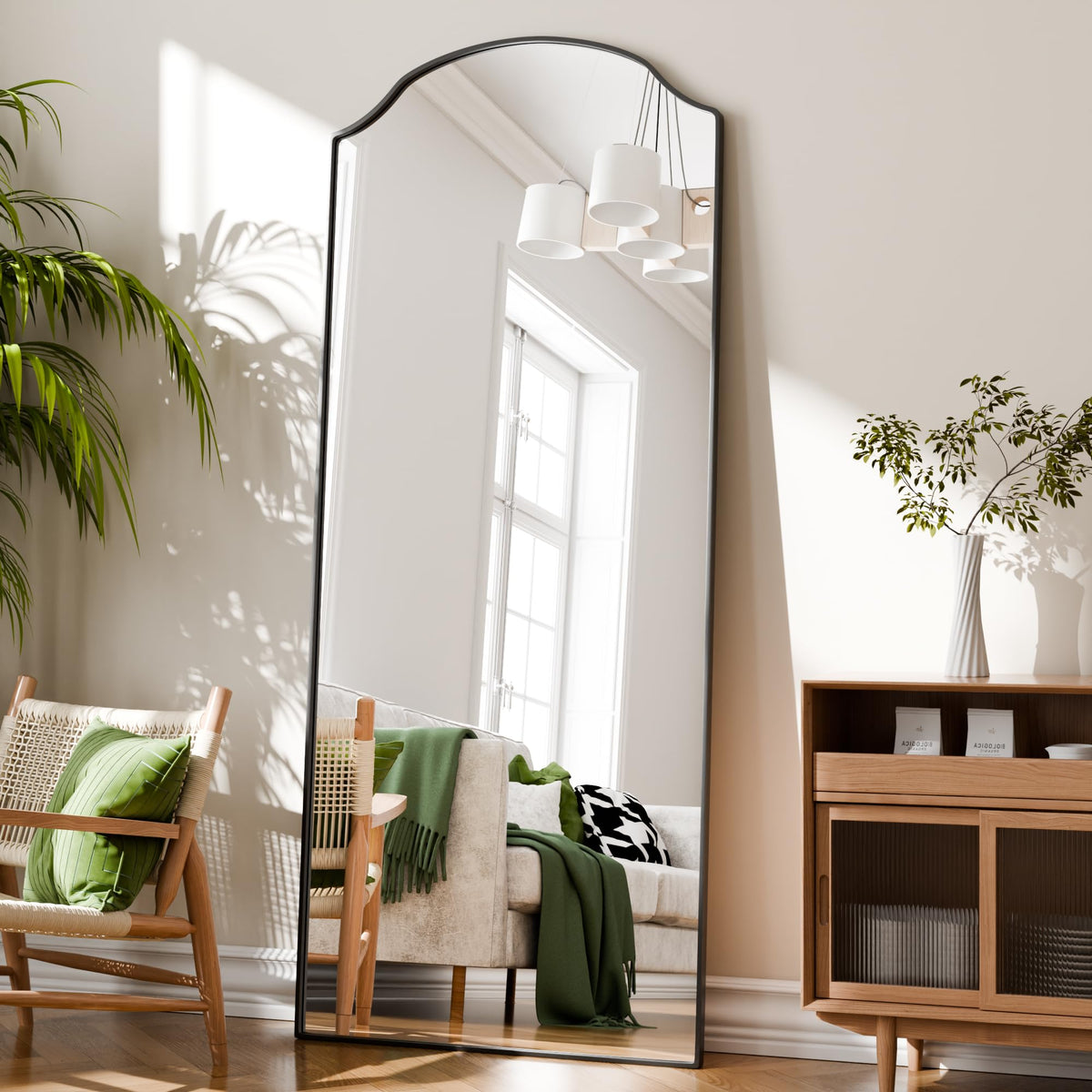 BEAUTYPEAK 65"x24" Full Length Mirror with Unique Arched Design