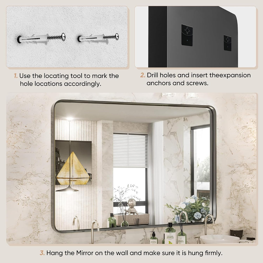 Sweetcrispy Bathroom Mirror 40x30 Inch, Vanity Mirror for Wall
