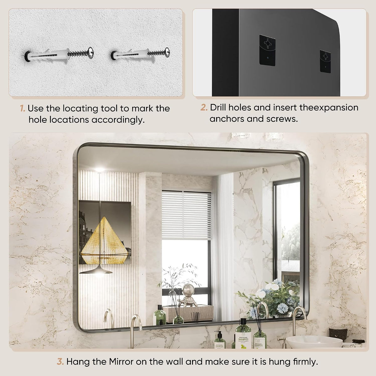 Sweetcrispy Bathroom Mirror 40x30 Inch, Vanity Mirror for Wall