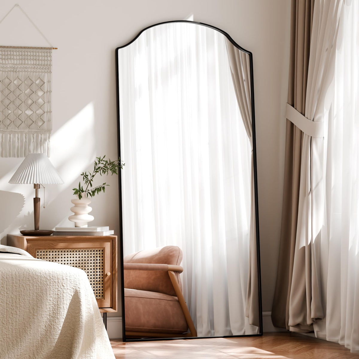 BEAUTYPEAK 65"x24" Full Length Mirror with Unique Arched Design