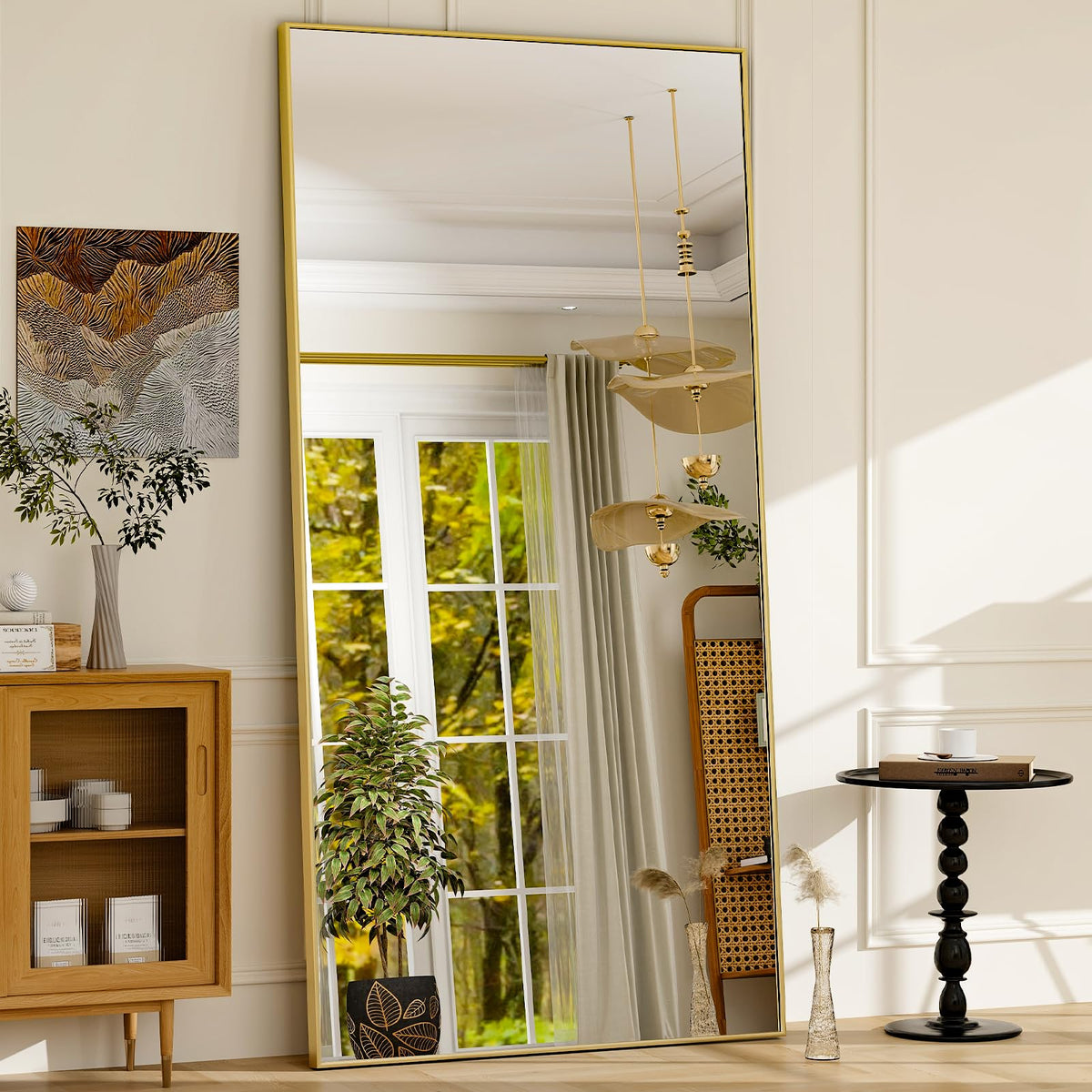 GLSLAND 71"x31" Full Length Mirror Large Floor Mirror with Stand, Black