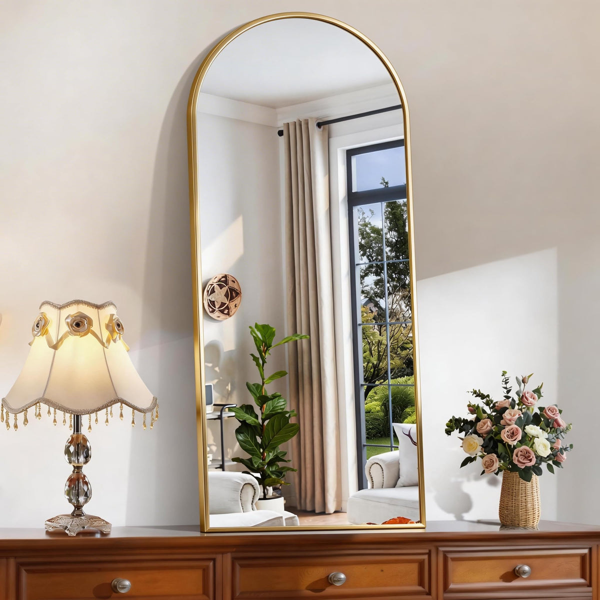 CIRCUMI Arched Wall Mirror, 36"x48" Black Arched Mirror for Bathroom