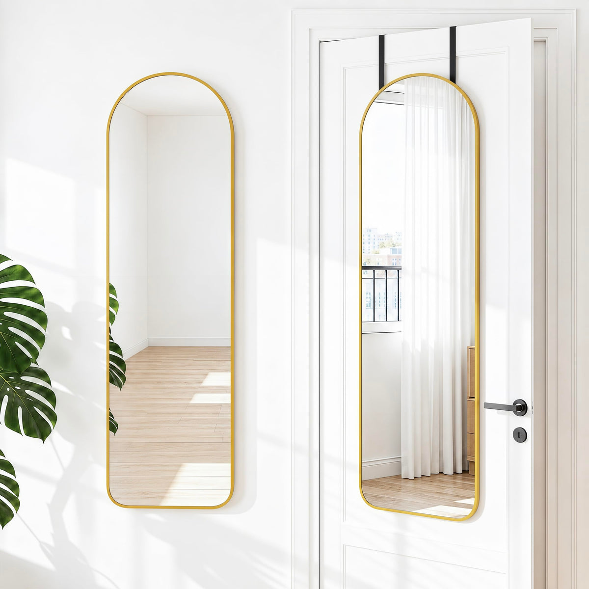 NARCISSUS 57x20 Full Length Mirror Over The Door or Freestanding/Wall Gold