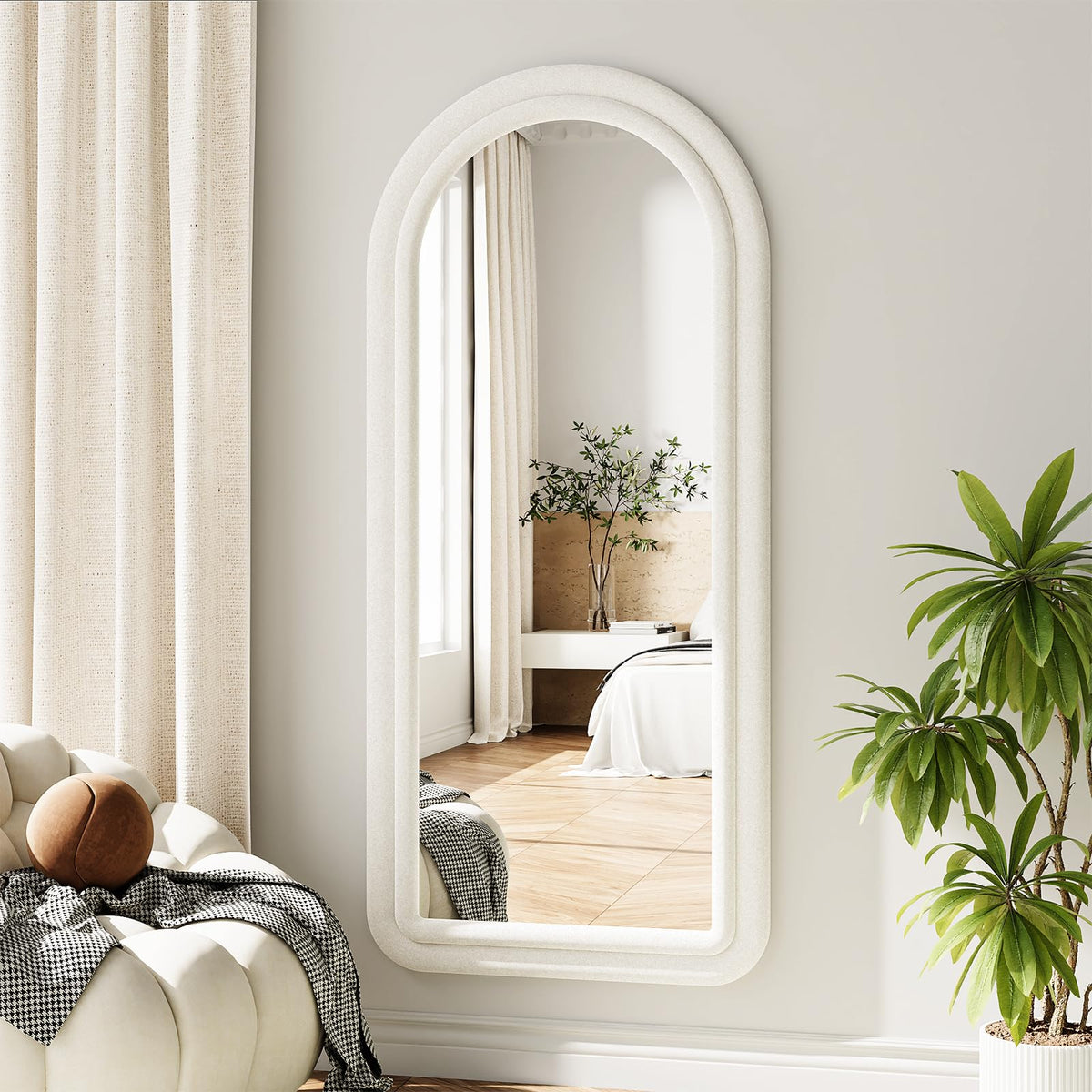 Koonmi 71“x32” Wavy Mirror Full Length, Flannel Full Body Mirror