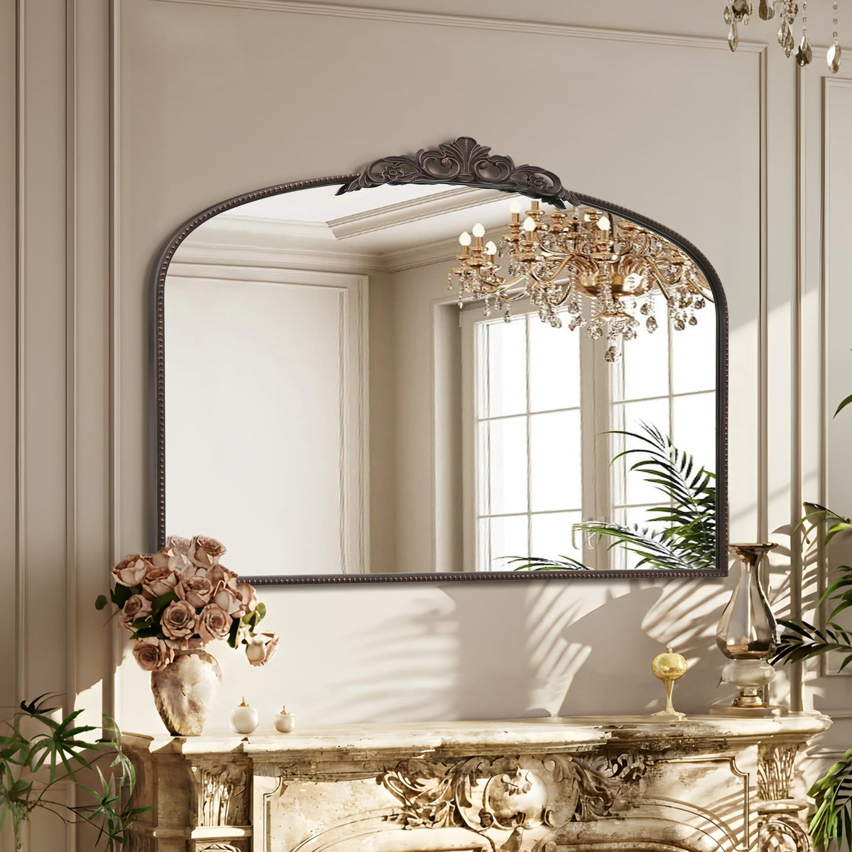 Micasso Black Full Length Mirror: 21''x56'' Baroque Vintage Floor Mirror
