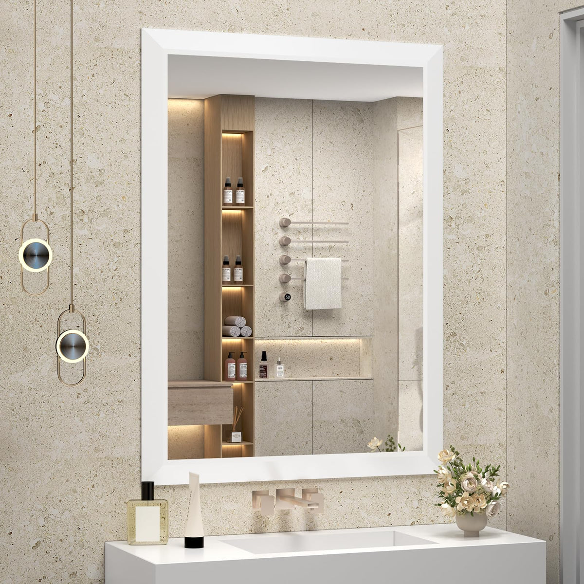 SMIROR 24x36 Matte Black Bathroom Vanity Mirror for Over Sink