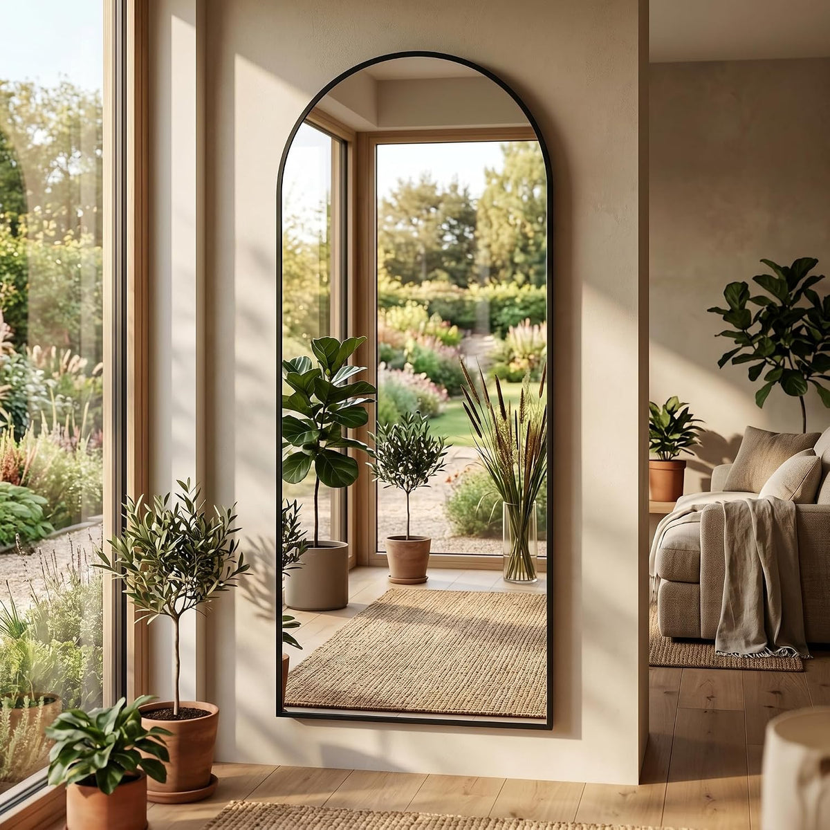 58"x18" Floor Mirror Full Length, Arched Full Length Mirror with Stand, Full Body Mirrors for Bedroom Living Room or Cloakroom Black