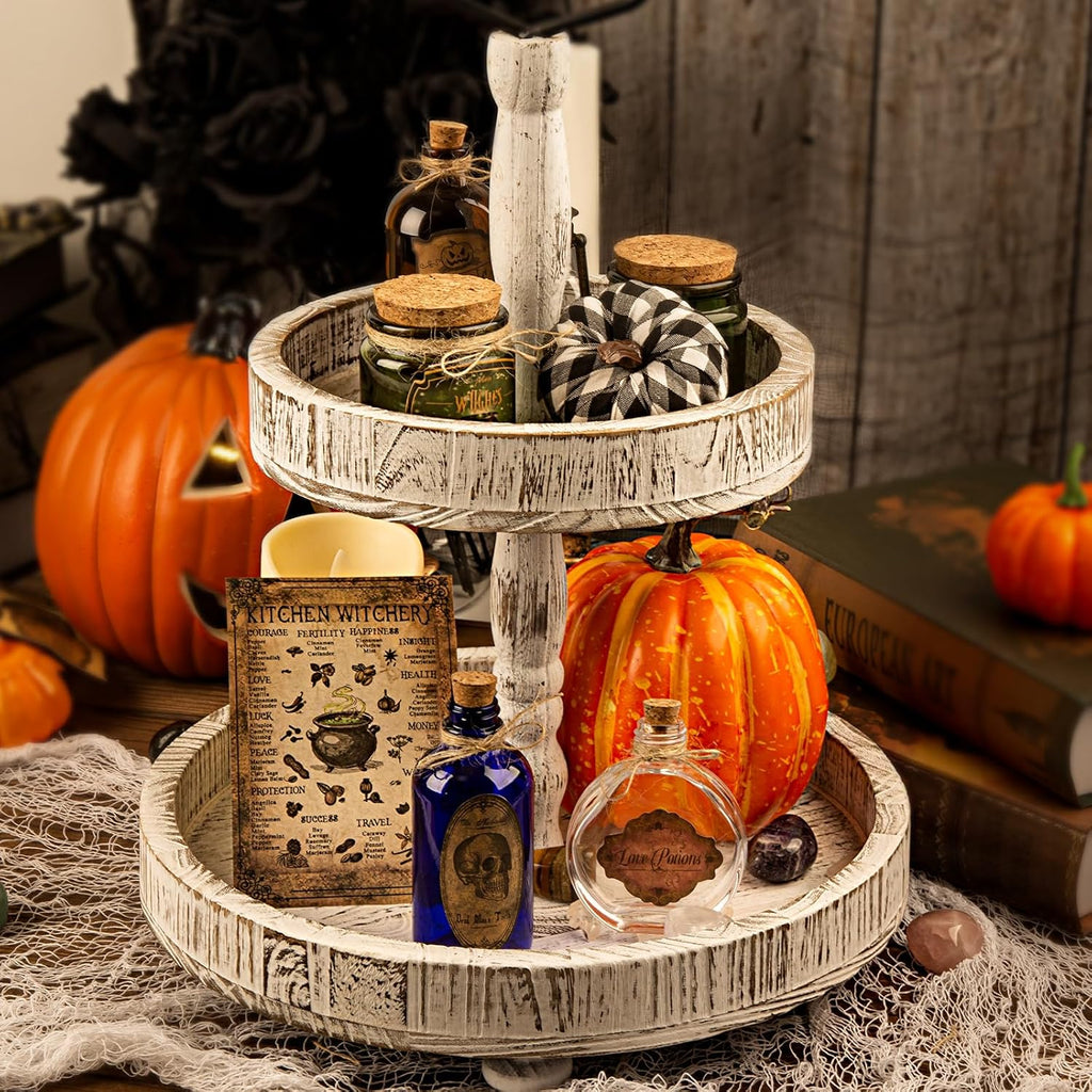Halloween Decoration Potion Bottles – 4 Glass Jars 10 Labels Witch