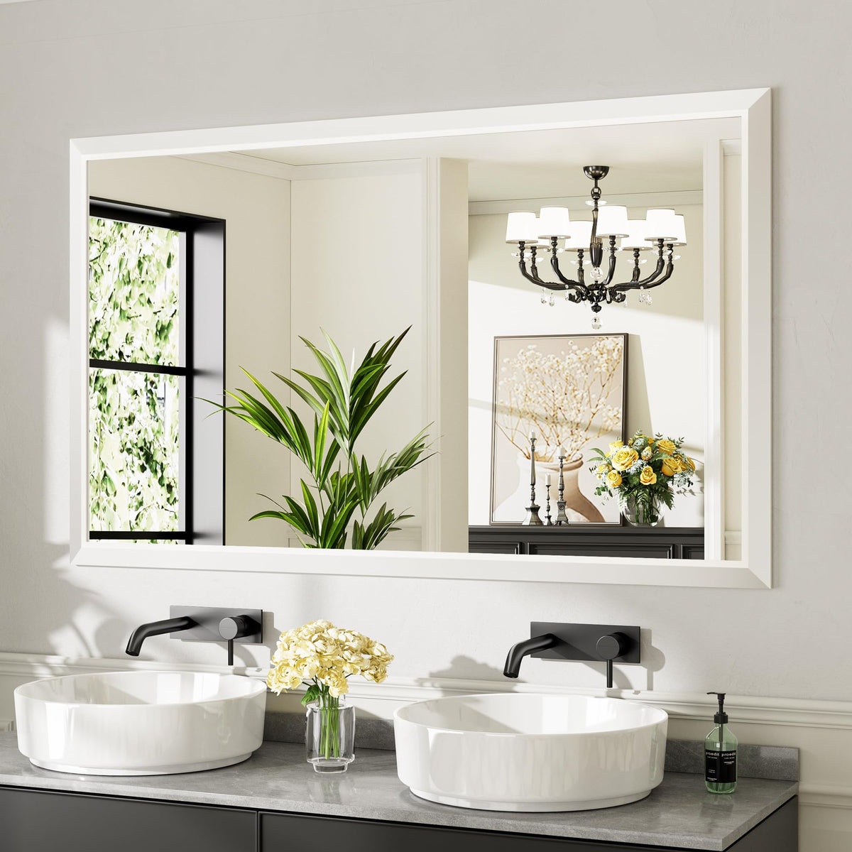 Briivue Black Metal Framed Bathroom Wall Mirror, 40x30 Inch