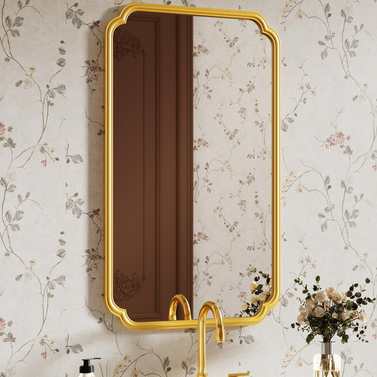 Ferytange 48"x16" Gold Door Mirror Full Length Over The Door with Non-Rusting Metal Frame, Modern Full Body Mirror Bedroom Closet Bathroom