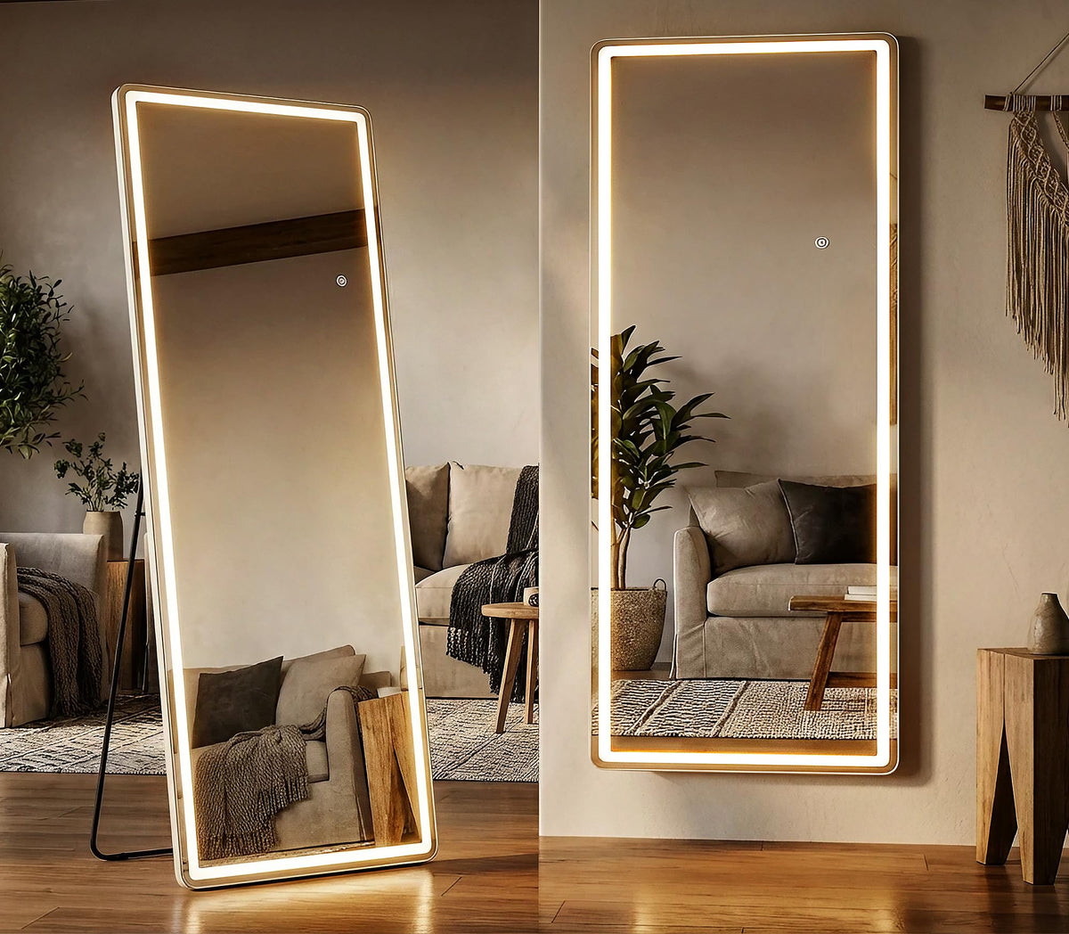 Alpen 71x26 Inches Arched LED Full Length Mirror, Floor Mirror with Stand
