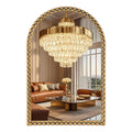 36"x28" Wide Arched Wall Mirror, Antique Gold Bold Beaded Frame