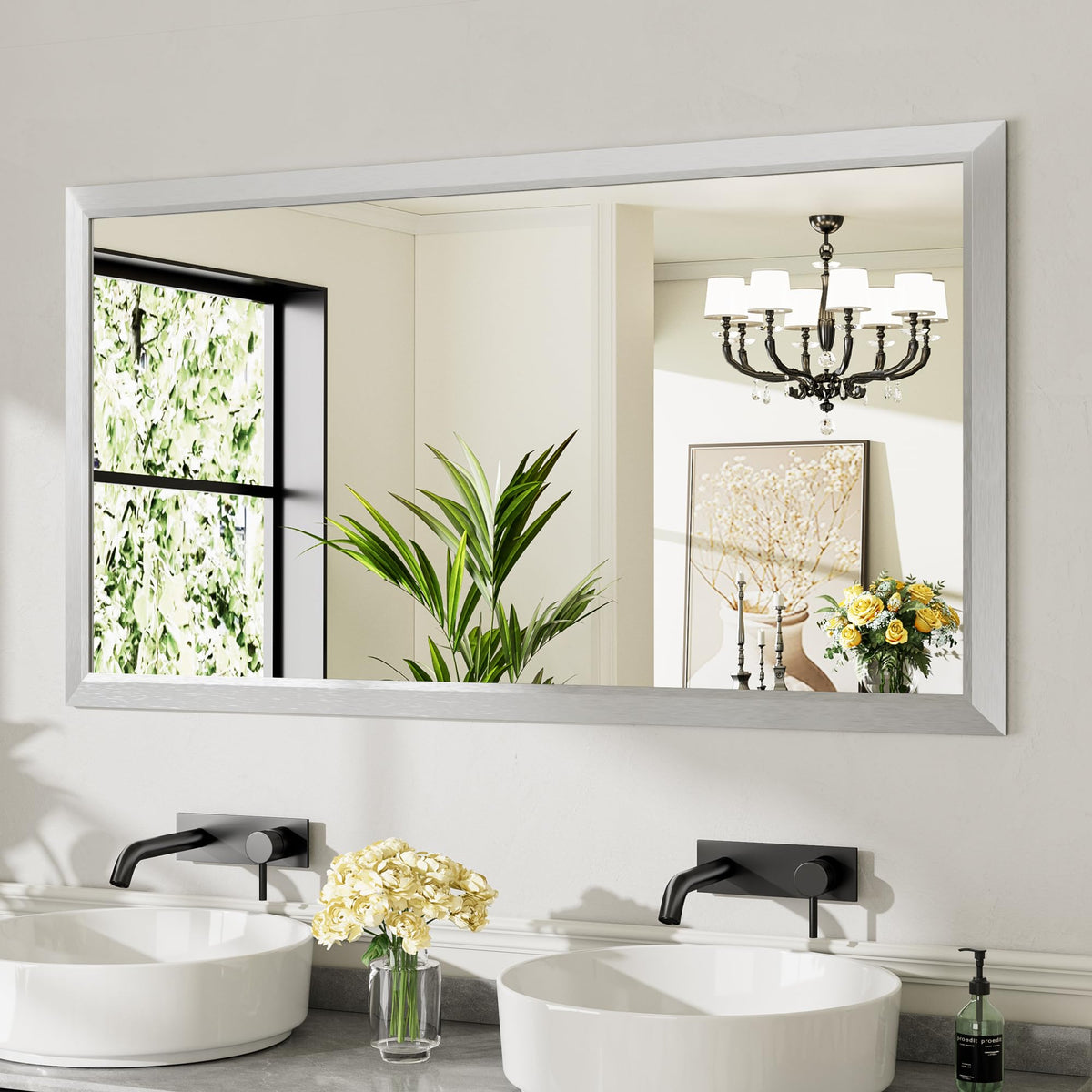 Briivue Black Metal Framed Bathroom Wall Mirror, 40x30 Inch