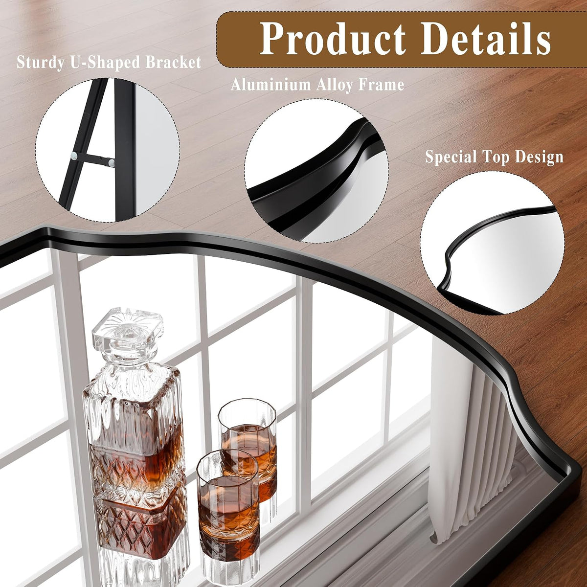 BEAUTYPEAK 65"x24" Full Length Mirror with Unique Arched Design