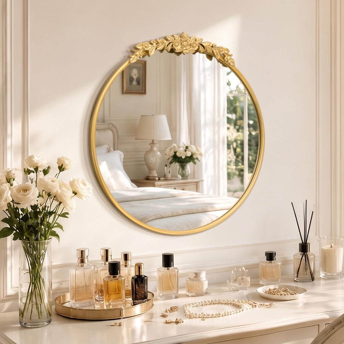 Besdomus Vintage Full Length Mirror: 21"x56" Gold Antique Floor Long Mirror