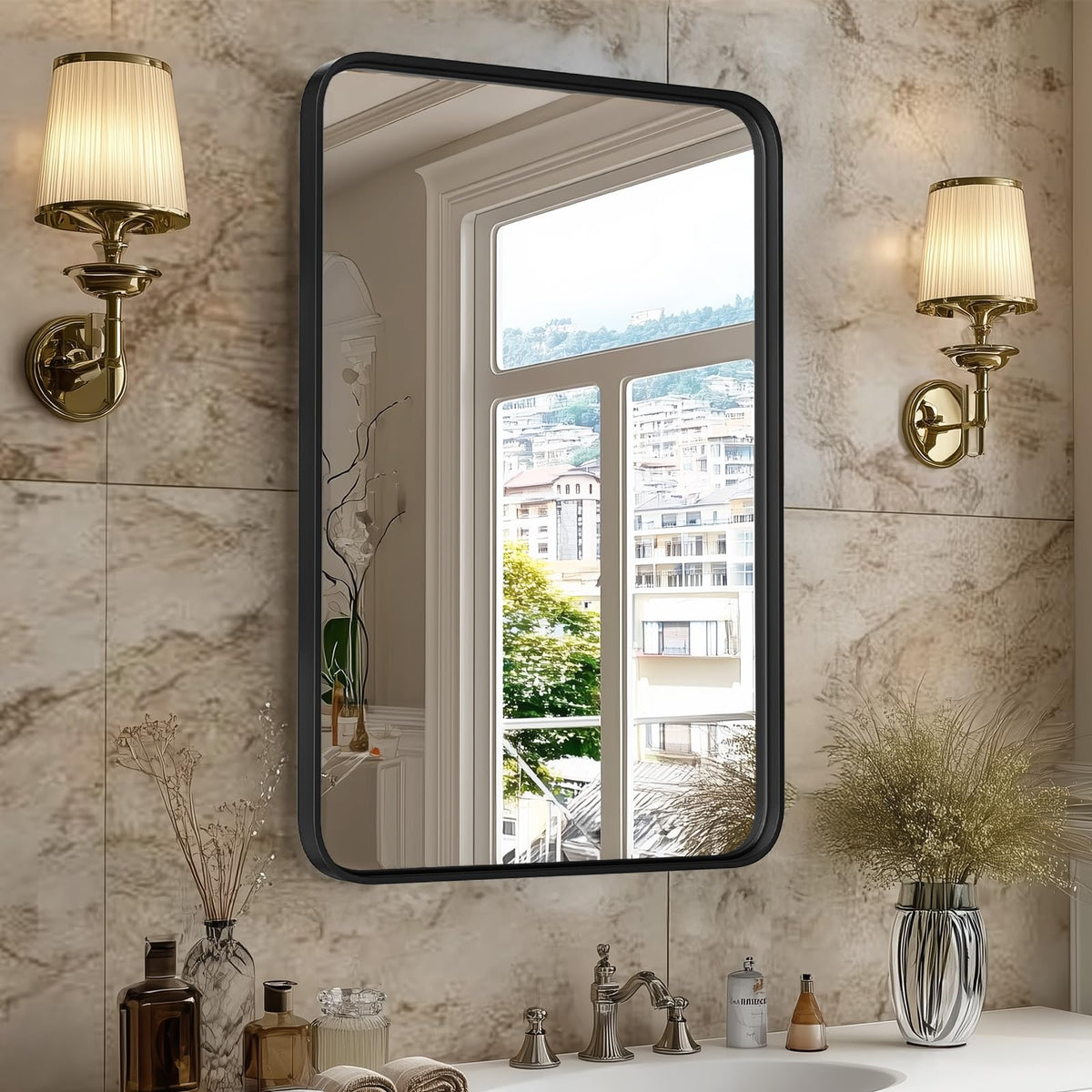Sweetcrispy Bathroom Mirror 40x30 Inch, Vanity Mirror for Wall