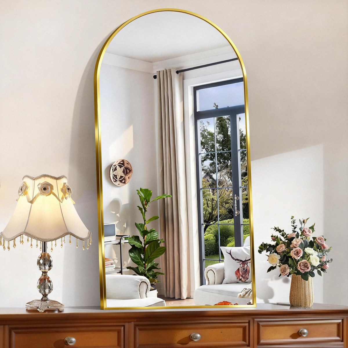 CIRCUMI Arched Wall Mirror, 36"x48" Black Arched Mirror for Bathroom