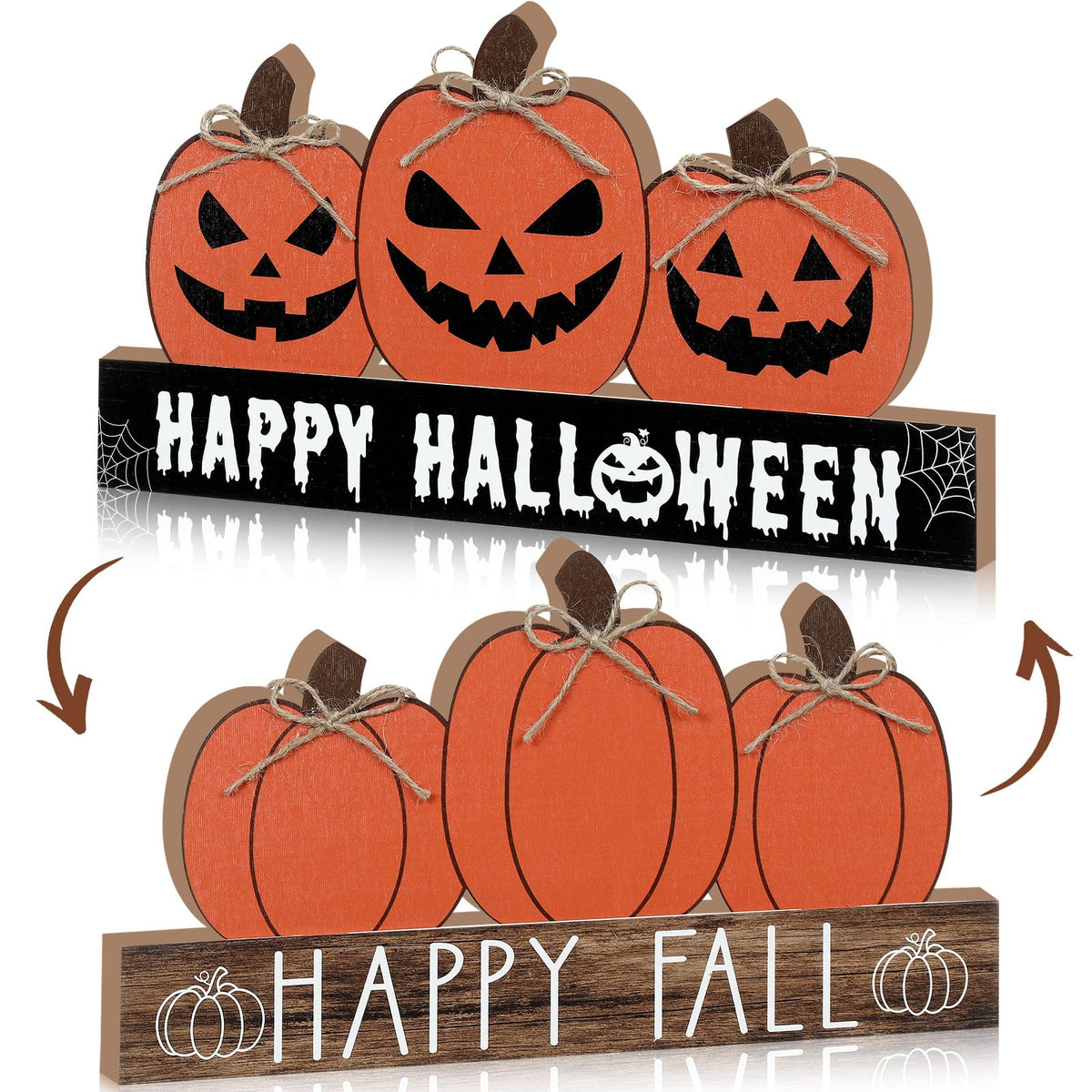Happy Fall and Halloween Wooden Pumpkin Sign Office Home Decor