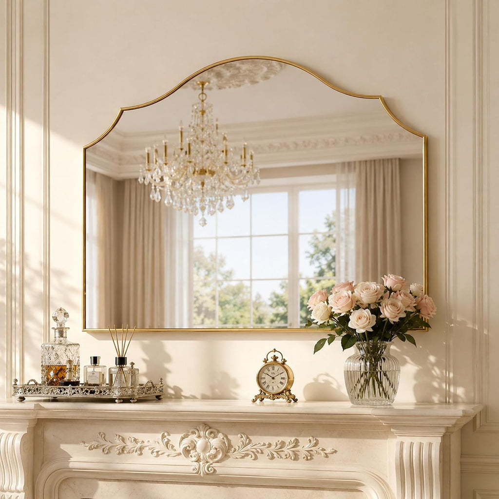 29"x39" Gold Arched Wall Mirror, Decorative Mirror