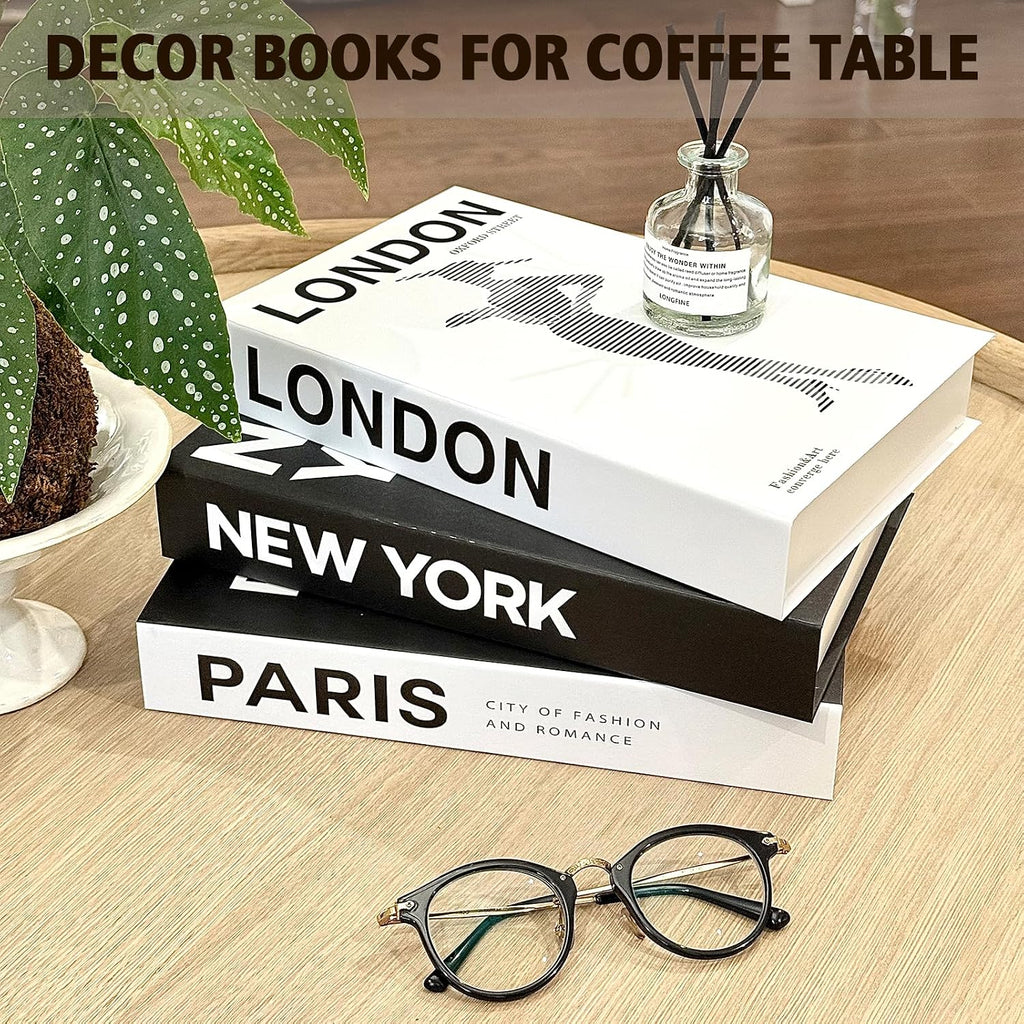 Decorative Books Set of 3, Faux Coffee Table Books for Home Decor