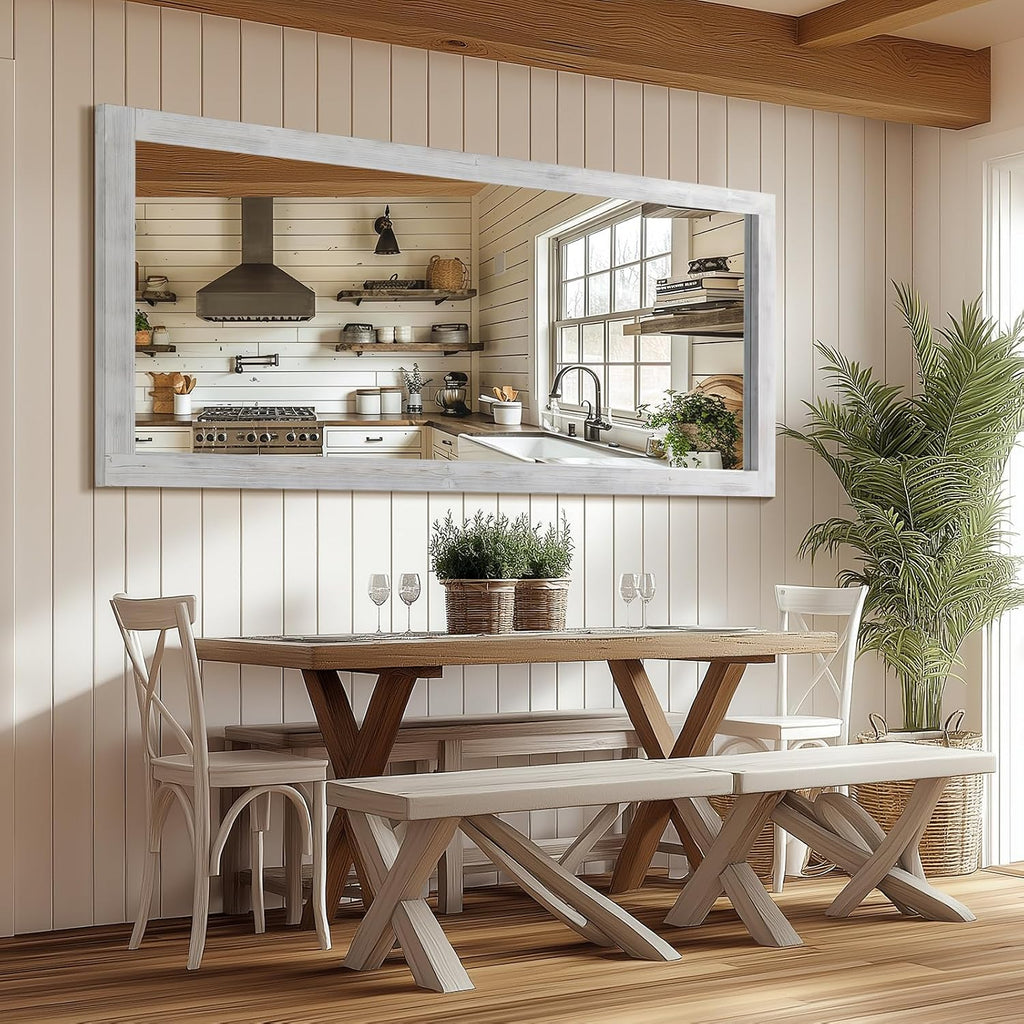 Rustic Farmhouse Full Length Mirror, 71"x32" Wood Large Mirror