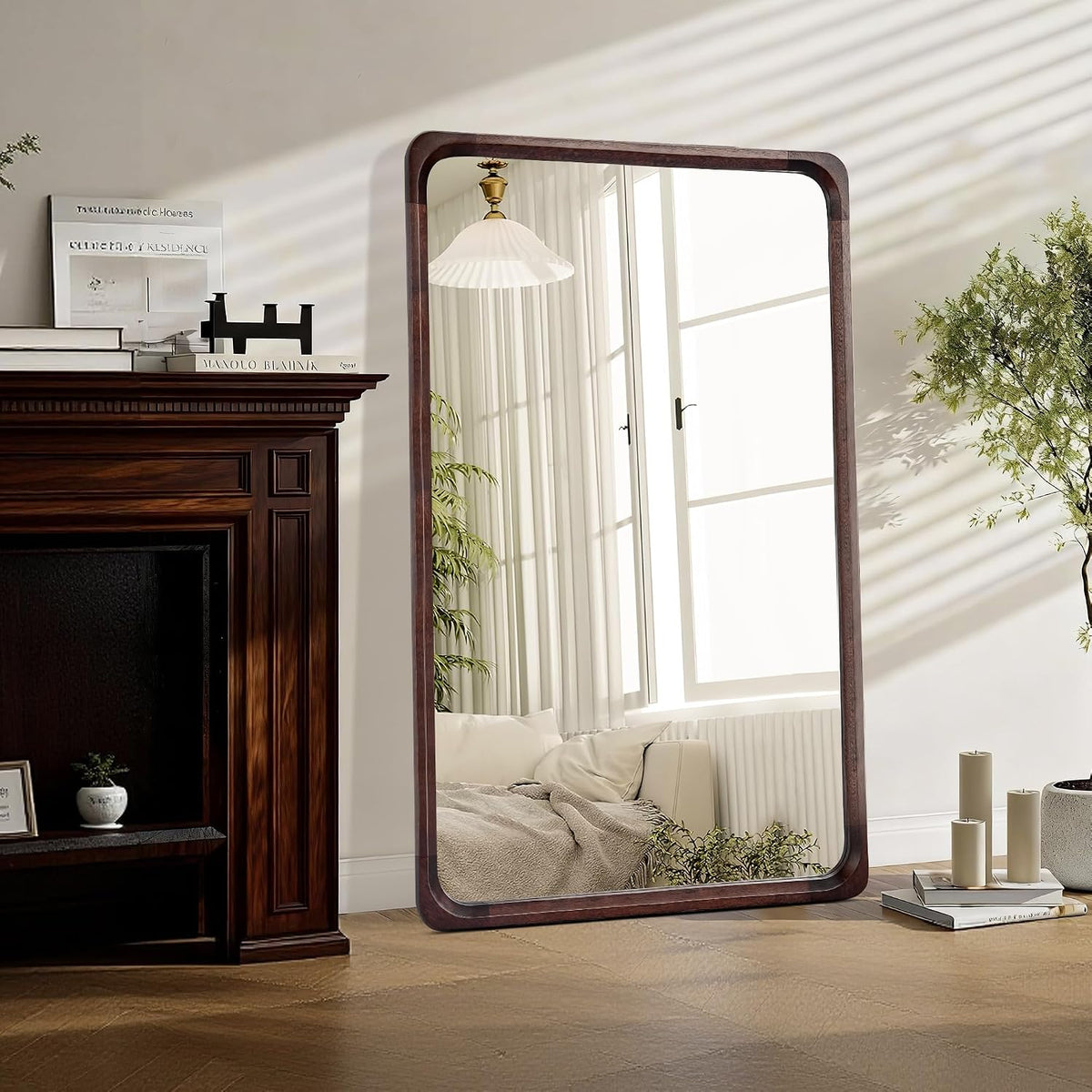 Tanmicoshomy 30 x 48 Inch Wood Rustic Large Bathroom Vanity Mirror